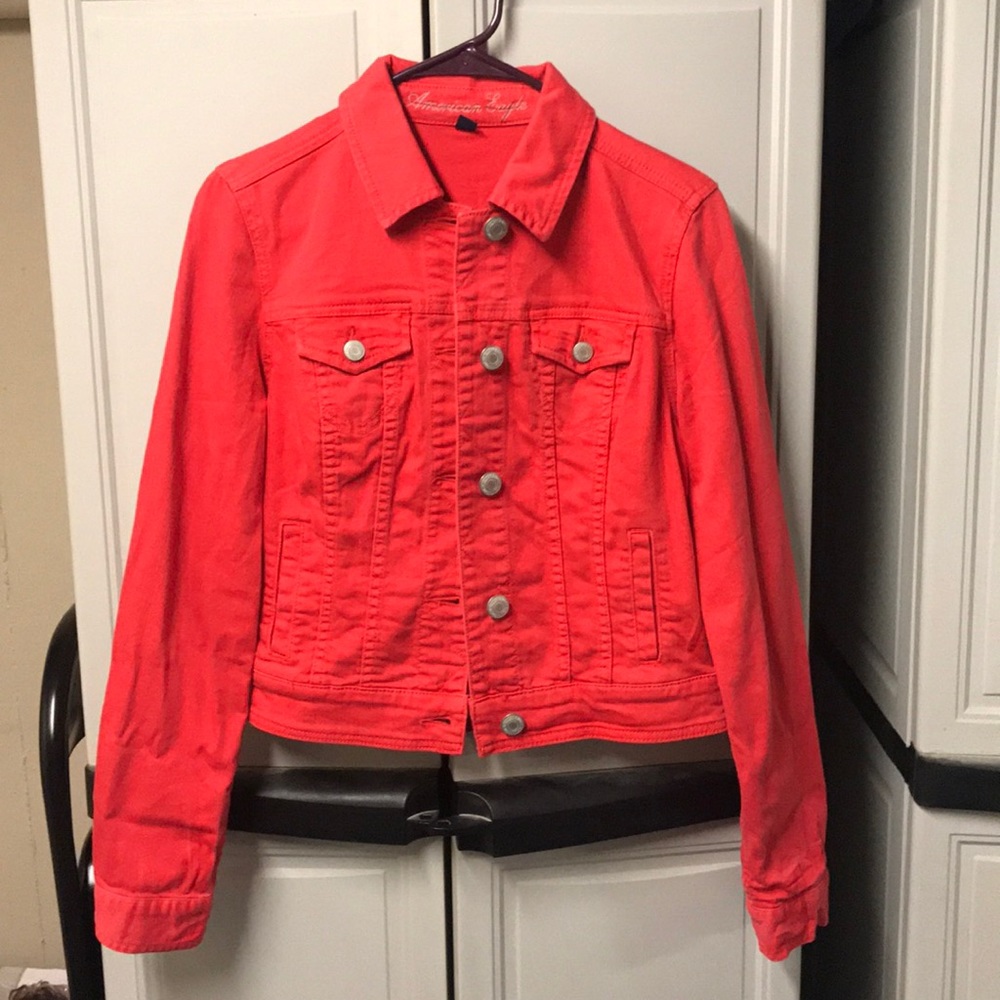 American Eagle red denim waist length jacket